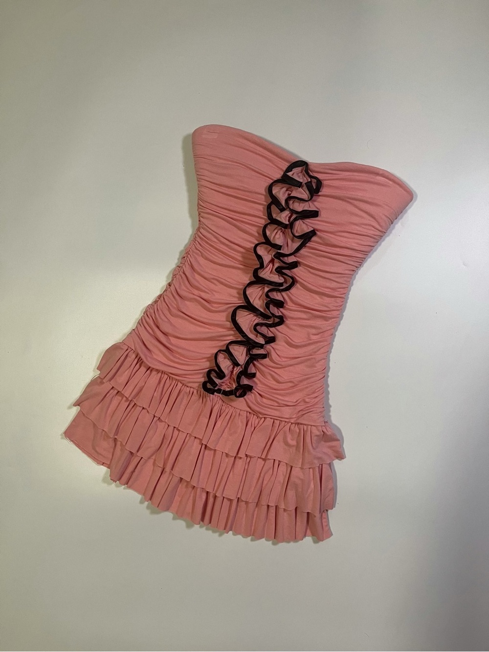y2k bebe pink ruffle detail mini dress